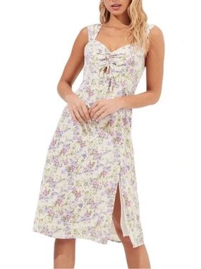 ASTR The Label Cinched Bust Floral Print Dress S